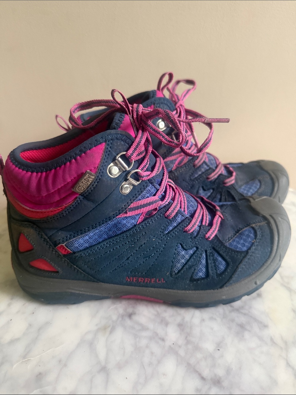 Merrell Kids Navy and Hot Pink Hiking Boots
